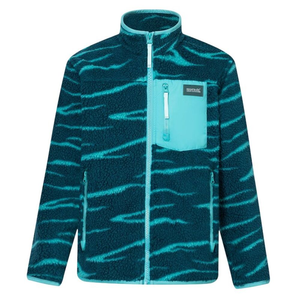 Regatta Childrens/Kids Frankie Zebra Print Full Zip Fleece Jacket / Mediterranea